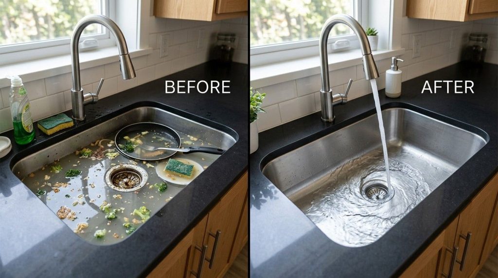 Fix Kitchen Sink Drain using step-by-step drain cleaning and maintenance for a fully functioning sink.