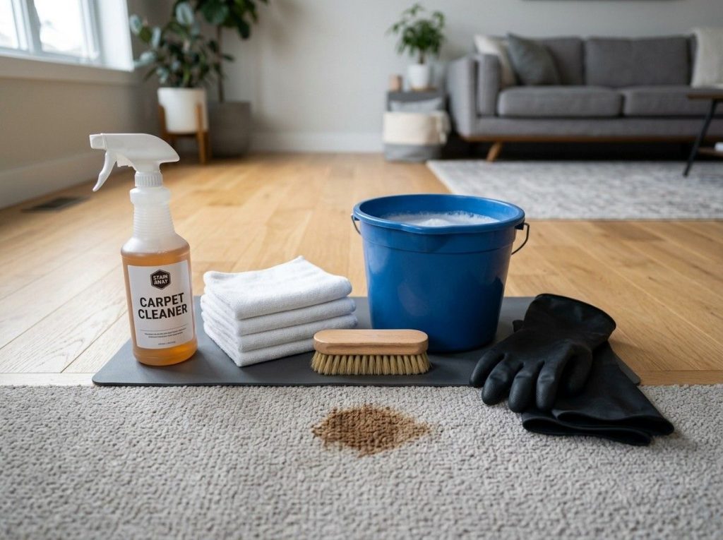 How Do I Get Wood Stain Out of Carpet by blotting a fresh stain with a clean white cloth.