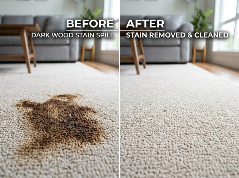 How Do I Get Wood Stain Out of Carpet with step-by-step stain removal on a light-colored carpet.