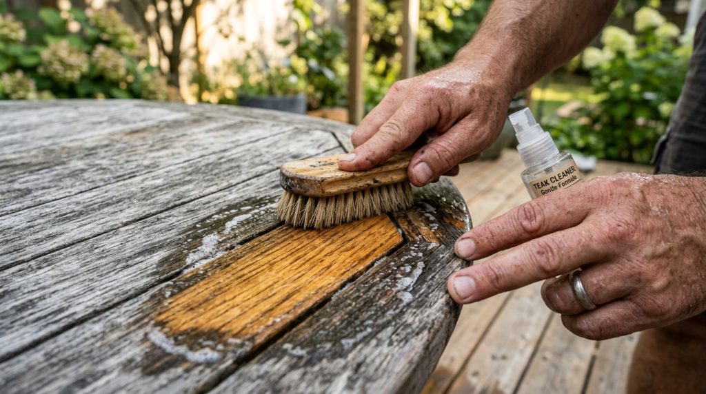 How to Clean Teak Wood Outdoor Furniture with step-by-step cleaning to remove dirt, stains, and weathering.