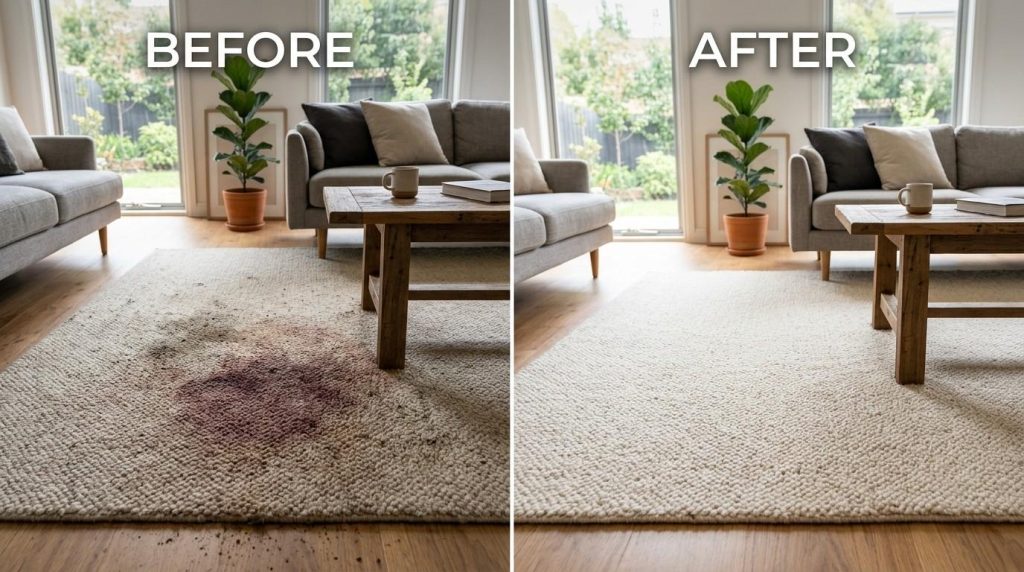 How to Get a Stain Out of a Wool Carpet by gently blotting the stain with a clean white cloth.