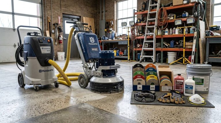 How to Polish Cement Floor by using a concrete floor polisher for a smooth, glossy finish.