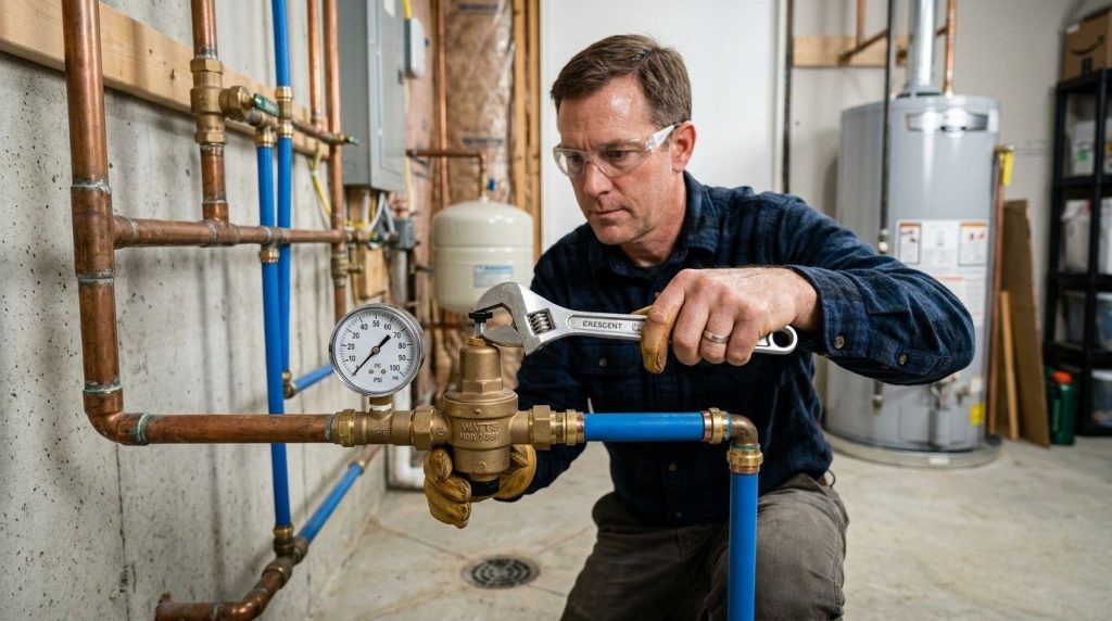 Water Pressure Regulator How to Adjust with a pressure gauge to achieve safe and consistent household water flow.