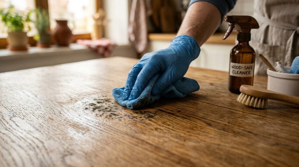 How to Clean Mold off Wood Furniture using a suitable cleaning solution and soft brush to remove surface mold.