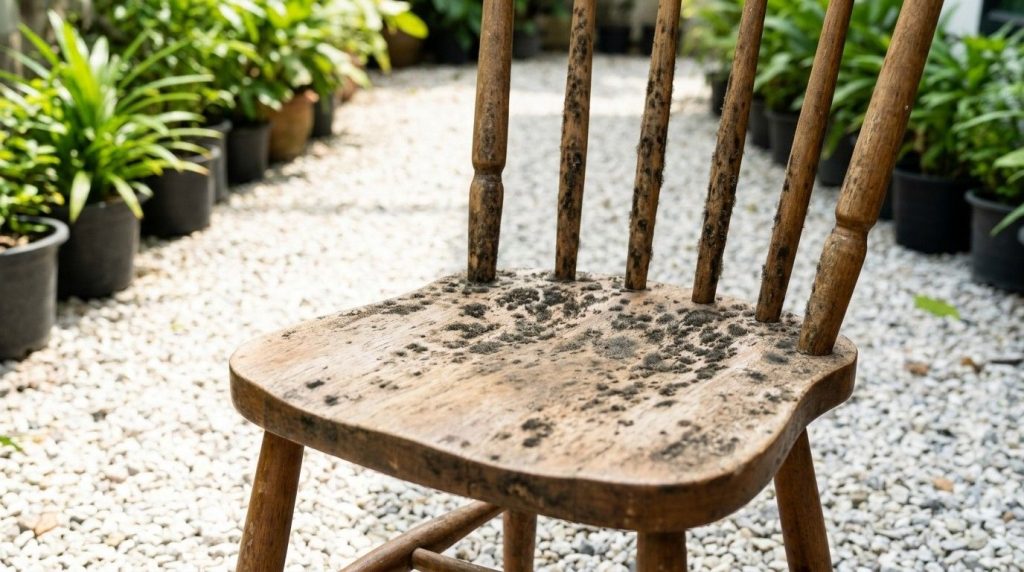 How to Clean Mold off Wood Furniture illustrating the step-by-step process of cleaning mold and drying wooden furniture thoroughly.