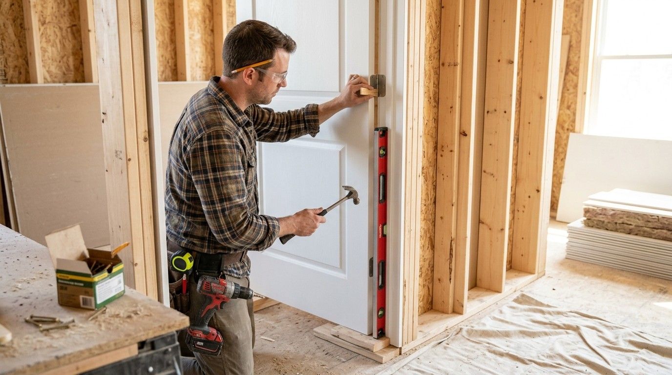 How to Hang a Prehung Door featuring proper shimming and fastening for smooth door operation.