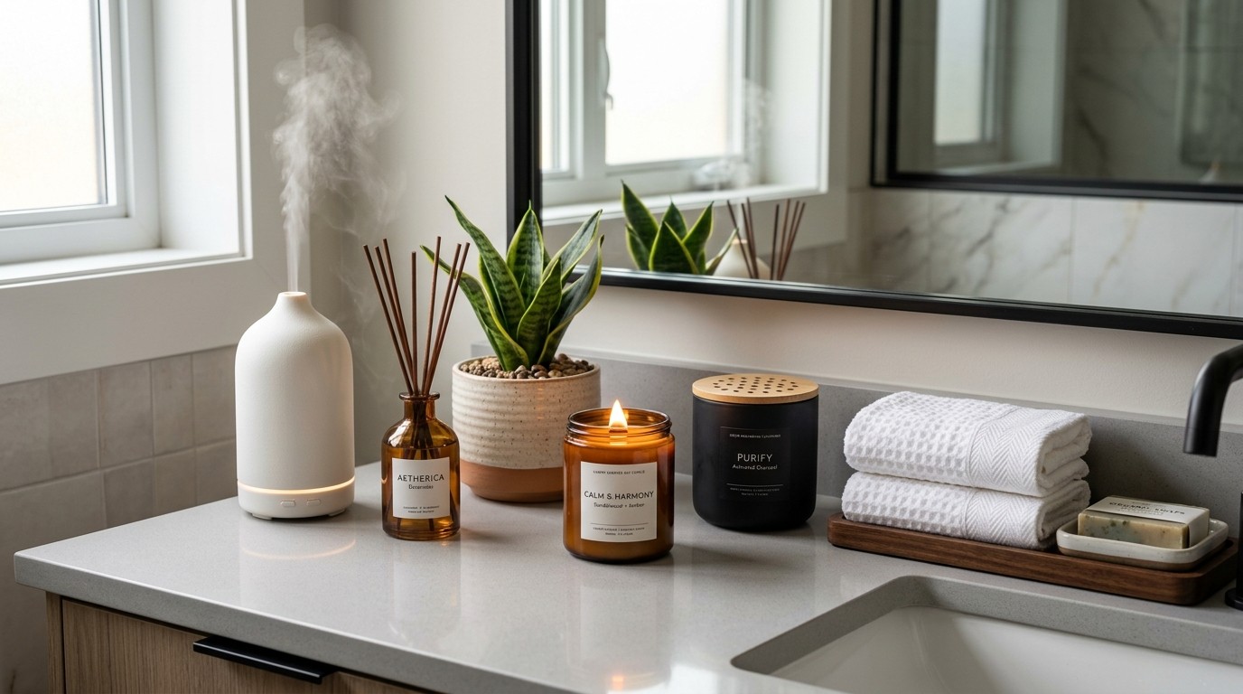 How to Make Bathroom Smell Good by keeping the bathroom clean, dry, and well ventilated with fresh towels and décor.