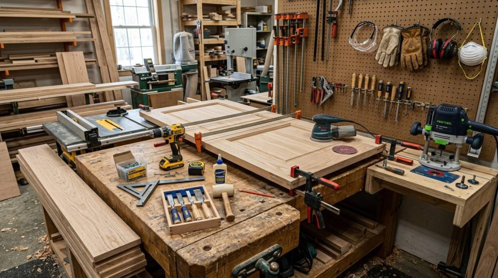How to Make an Exterior Door by measuring, cutting, and assembling wooden door panels for a sturdy entrance door.