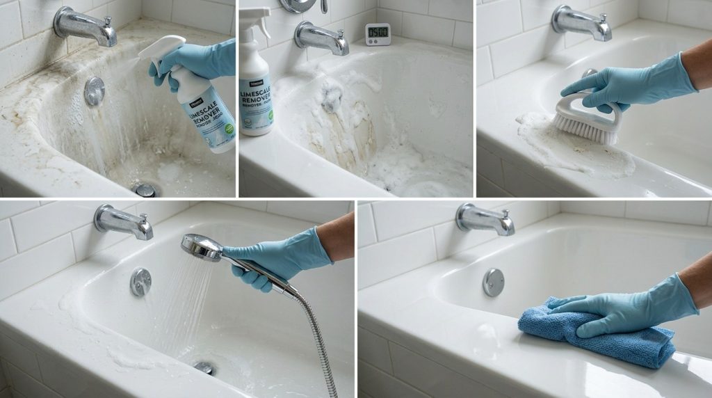 How to Remove Hard Water Stains from Tub with step-by-step cleaning methods for removing stubborn bathtub discoloration.
