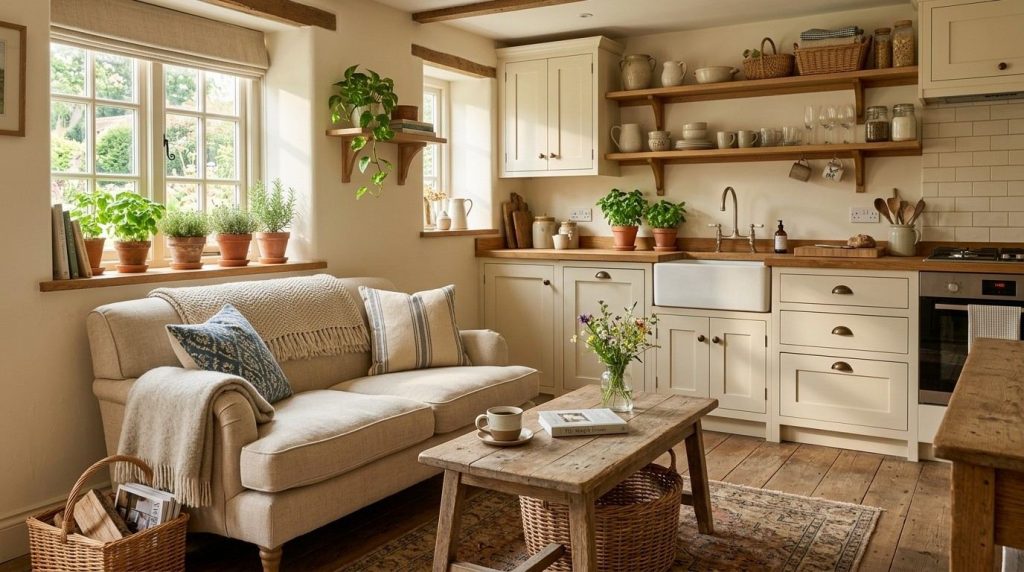 Small Kitchen Sitting Room Ideas showing a cozy kitchen with a comfortable sitting area designed for limited space.